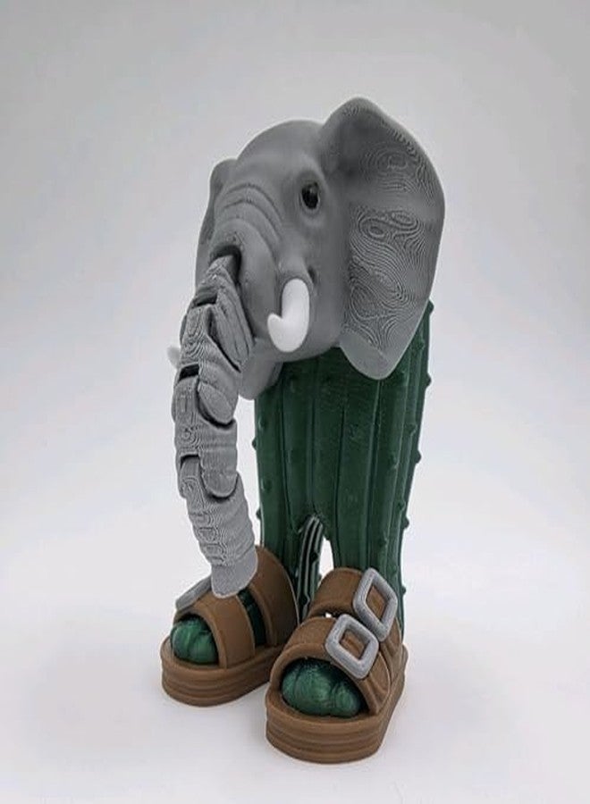 3D Craft Cute Articulated Elephant Cactus Toy - Flexible Animal Figurine with Movable Trunk & Legs - Unique Collectible Desk Decoration for Kids & Adults - Fun Gift, Creative Fidget Toy - Image 2